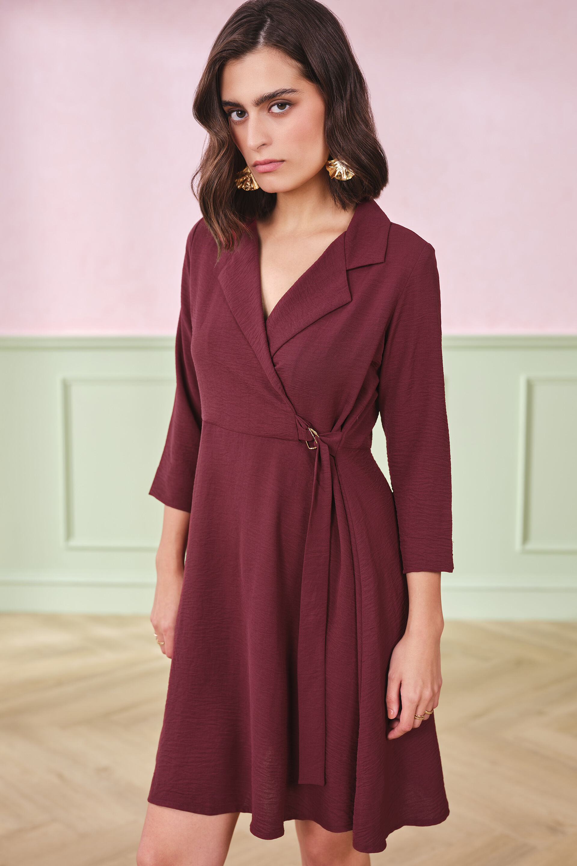 Little Wrap Dress, Maroon, image 5